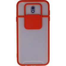 Samsung Galaxy J7 Pro / J730 Kılıf Palm Buzlu Kamera Sürgülü Silikon - Kırmızı