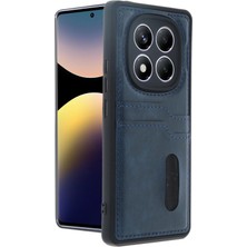 Xiaomi Redmi Note 14 Pro 5g Kılıf Sara Kartvizitli Deri Kılıf - Lacivert