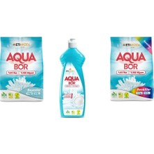 Aquabor Doğal Mineralli 4 kg Beyaz + Elde Bulaşık + 4 kg Renkliler 3 Lü Set