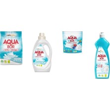 Boron Aquabor Doğal Mineralli 4 kg Beyaz + Sıvı Beyaz  + Tablet + Elde Bulaşık 4 Lü Set