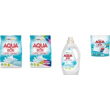 Aquabor Doğal Mineralli 4 kg Beyaz + 4 kg Renkliler + Sıvı Beyaz  + Tablet 4 Lü Set