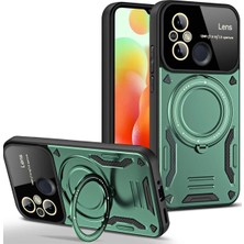Xiaomi Redmi 12C Kılıf Joy Lens Standlı Kapak - Koyu Yeşil