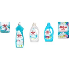 Aquabor Doğal Mineralli Tablet + Elde Bulaşık + Sıvı Beyaz  + Sıvı Renkliler + 4 kg Renkliler 5 Li Set