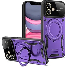 iPhone 11 Kılıf Joy Lens Standlı Kapak - Mor