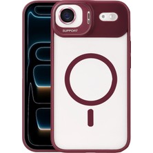 Apple iPhone 17 Air Remim Lensli Magsafe Standlı Kapak - Bordo