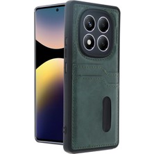 Xiaomi Redmi Note 14 Pro 4g Kılıf Sara Kartvizitli Deri Kılıf - Koyu Yeşil