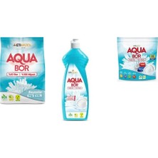 Boron Aquabor Doğal Mineralli 4 kg Beyaz + Elde Bulaşık + Tablet 3 Lü Set