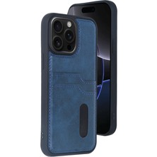 iPhone 14 Pro Max Kılıf Sara Kartvizitli Deri Kılıf - Lacivert