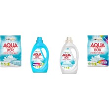 Aquabor Doğal Mineralli 4 kg Beyaz + Sıvı Renkliler + Sıvı Beyaz + 4 kg Renkliler 4 Lü Set