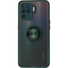 Oppo Reno 5 Lite Kılıf Montreal Yüzüklü Silikon Kapak - Yeşil