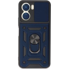 Vivo Y16 Kılıf Pars Lens Yüzüklü Silikon - Lacivert