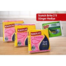 Koroplast Renk Renk Mutfak Bezi 5'li x 3 Paket / Scotch Brite 2 ' Li Sünger Hediye