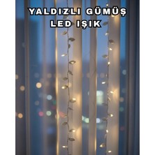 Starseven Gümüş Yaprak Tasarımlı LED Işık Pilli Ev ve Vitrin Dekoru