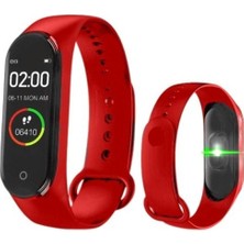 Normadia Şık Kırmızı Akıllı Bileklik ve Saat Çok Fonksiyonlu M4 Band