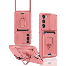 Samsung Galaxy S24 Plus Kılıf Zuma Kartvizitli Yüzüklü Silikon - Pembe