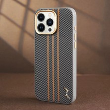 Apple iPhone 13 Pro Max Uyumlu Kılıf Zebana Goldrix Karbon Fiber M-Safe Kılıf Gri