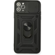 iPhone 11 Pro Max Kılıf Pars Lens Yüzüklü Silikon - Siyah