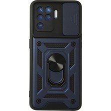 Oppo Reno 5 Lite Kılıf Pars Lens Yüzüklü Silikon - Lacivert
