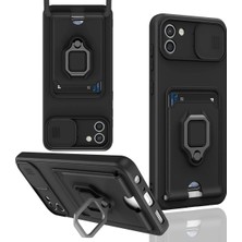 Samsung Galaxy A03 Kılıf Zuma Kartvizitli Yüzüklü Silikon - Siyah