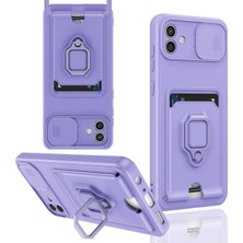 Samsung Galaxy A05 Kılıf Zuma Kartvizitli Yüzüklü Silikon - Lila