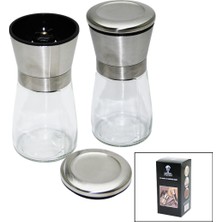 PremiumPort Cam Hazneli Metal Kapaklı Baharat Öğütücü, Pratik ve Şık Tasarım