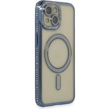 iPhone 15 Kılıf Joke Simli Magneticsafe Kılıf - Lacivert