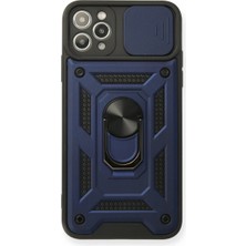 Özbience Lacivert Silikon Kılıf ile iPhone 11 Pro Pars Lens ve Yüzükli Koruma