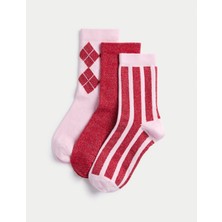 Marks & Spencer 3’lü Pamuk Karışımlı Işıltılı Çorap