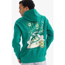 DeFacto Rıck and Morty Boxy Fit Kapüşonlu Baskılı Kalın Sweatshirt F8136AX26SP