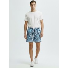 Just Cavalli Mavi Erkek Lastikli Bel Şort 78PM180 Regular Vı