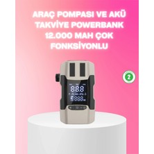 Araç Hava Pompası ve Akü Takviye Powerbank 12.000 Mah Çok Fonksiyonlu