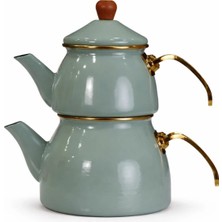 PremiumPort Soft Green Gold Emaye Çaydanlık, Şık ve Dayanıklı Tasarım