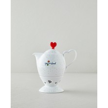 English Home Beloved Porselen Isıtıcılı Demlik Seti 850 ml Beyaz