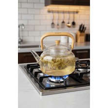 PremiumPort Şeffaf Cam Demlik 1000ML, Çay ve Bitki Demleme Için Ideal