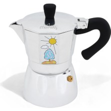 PremiumPort Alüminyum Espresso Kahve Makinesi, Desenli, 240 Ml, Moka Pot Gümüş