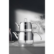 PremiumPort Paslanmaz Çelik Lotus Midi Çaydanlık Takımı, 1.0-1.9 L, Orta Boy