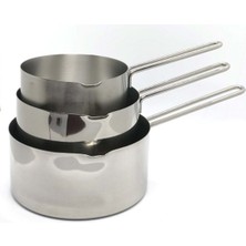PremiumPort Paslanmaz Çelik 3'lü Set Sütlük ve Sosluk, 12-14-16 Cm, Şık ve Dayanıklı