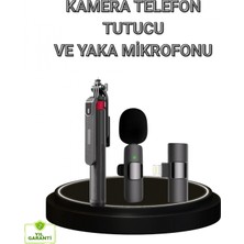 Vlog ve Canlı Yayın Için Çift Yaka Mikrofonu ve Tripodlu Selfie Çubuğu Seti