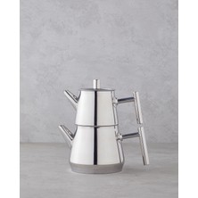 PremiumPort Şık Çelik Çaydanlık 0,60/1,25 L, Paslanmaz Metal Tasarım