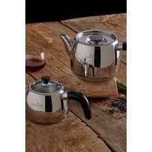 PremiumPort Buhar Kapaklı Süzgeçli Çaydanlık Takımı, Şık ve Kullanışlı Tasarım