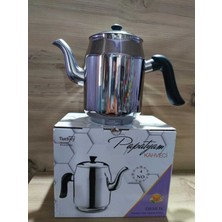 PremiumPort Paslanmaz Çelik Incimix 4 No Kahveci Kazan Üstü Demlik 2,7 Lt Metalik
