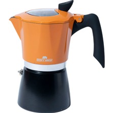 PremiumPort Turuncu Moka Pot 300 ml 6 Cup Çift Filtreli Kahve Demleme Seti