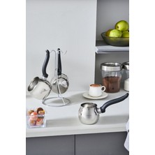 PremiumPort Fleva 3'lü Standlı Cezve Takımı, Şık ve Kullanışlı Set