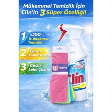 Clin Limonlu Cam Temizleyici Sprey (8 Adet)+ 4'lü Mikrofiber Temizlik Bezi Hediyeli