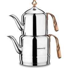 PremiumPort Şık Çintemani Çaydanlık Takımı Rosagold A213, 3 Parça, Zarif ve Dayanıklı