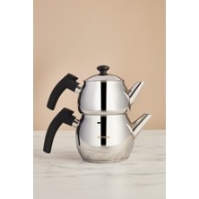 PremiumPort Mini Siyah Indüksiyon Tabanlı Çaydanlık Takımı, Şık ve Fonksiyonel