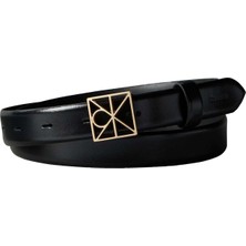Calvin Klein Siyah Kadın Kemer Emblem Buckle 25MM Fıxed Smooth