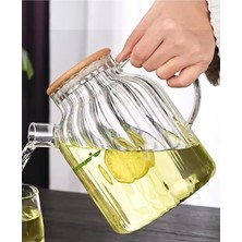 PremiumPort Borosilikat Cam Demlik 1800 Ml, Bambu Vakum Kapaklı, Süzgeçli, Isıya Dayanıklı