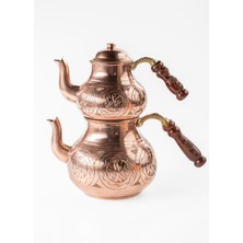 PremiumPort El Işlemeli Bakır Çaydanlık Takımı, 2,6 Lt, Ağır ve Şık Tasarım