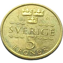 Yediotuz Digital Pazarlama Isveç 5 Kron Madeni Koleksiyon Yabancı Para Eski Hediye Antika Darpane Numismatik Para